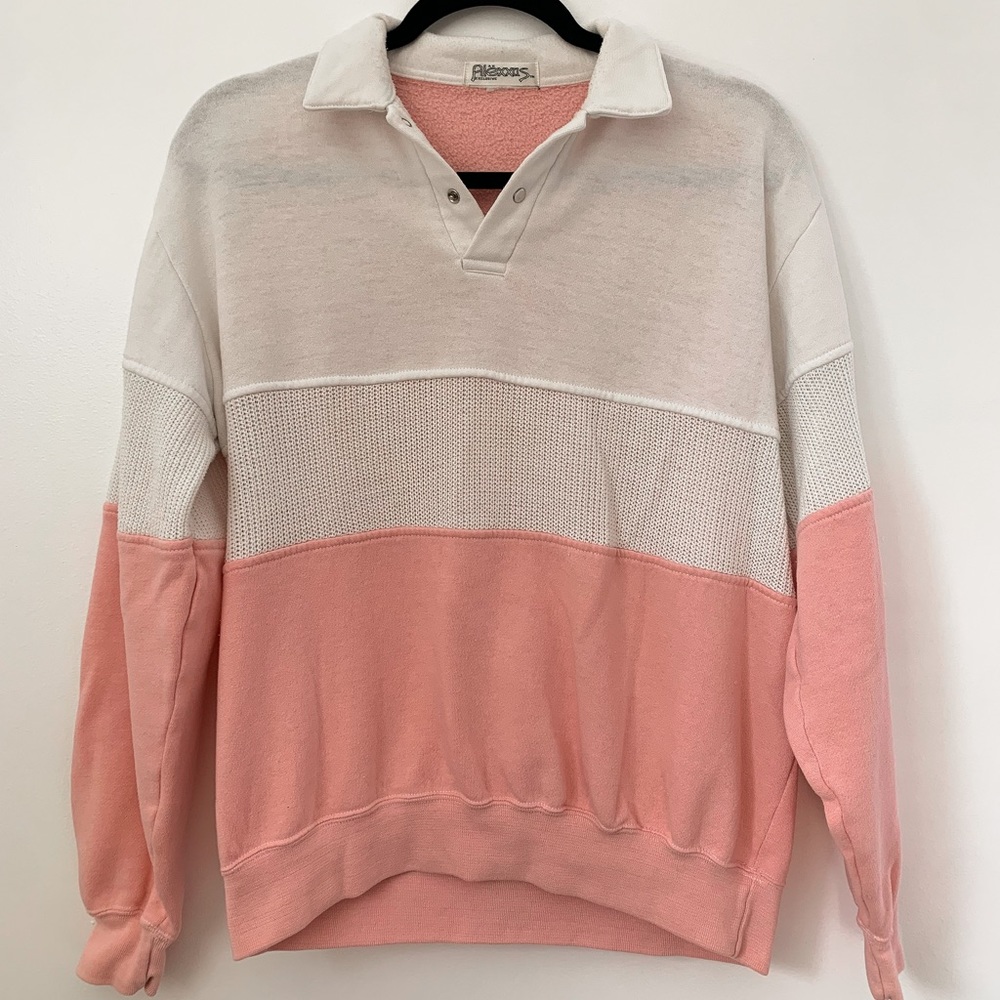 Alexxus Vintage White Pink Pullover Sweatshirt Sweater